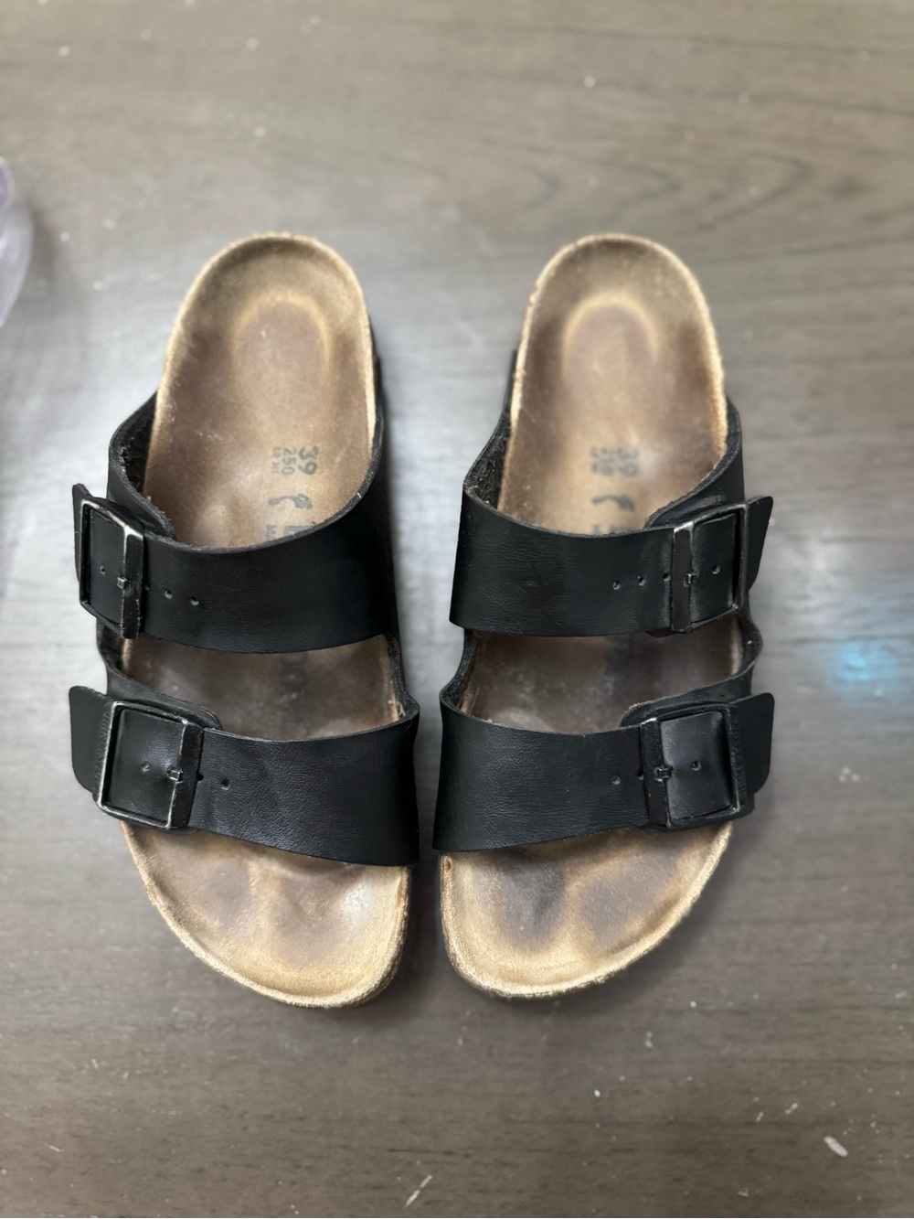 Birkenstock Black Double-Buckle Cork Footbed Sandals size  w8 - Picture 7 of 15